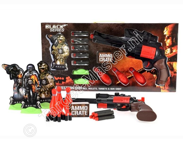 Black Series .44MG WESTERN GUN, Speelgoed Revolver inclusief Kogels, Doelen en Richtkijker